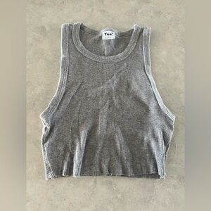 TNA Gray Ribbed Cropped Tank